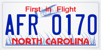 NC license plate AFR0170