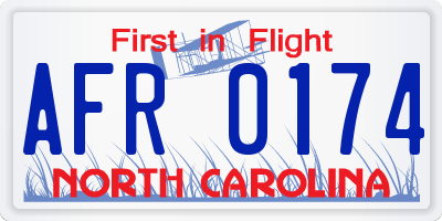 NC license plate AFR0174