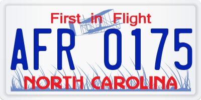 NC license plate AFR0175