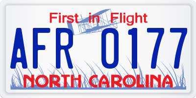 NC license plate AFR0177