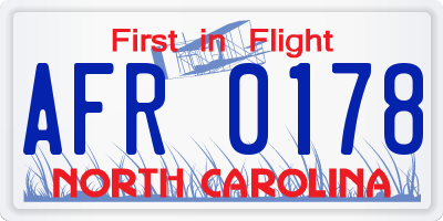 NC license plate AFR0178