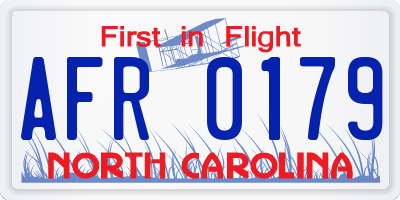 NC license plate AFR0179