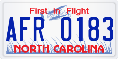 NC license plate AFR0183