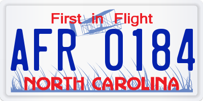 NC license plate AFR0184