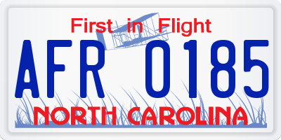 NC license plate AFR0185