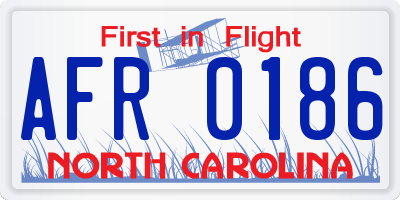 NC license plate AFR0186
