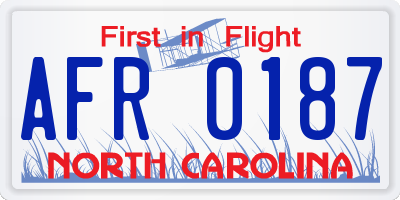 NC license plate AFR0187