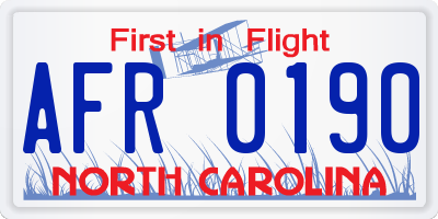 NC license plate AFR0190