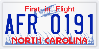 NC license plate AFR0191