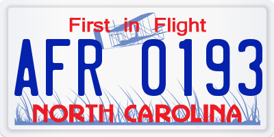NC license plate AFR0193