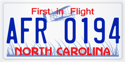 NC license plate AFR0194