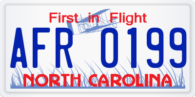 NC license plate AFR0199