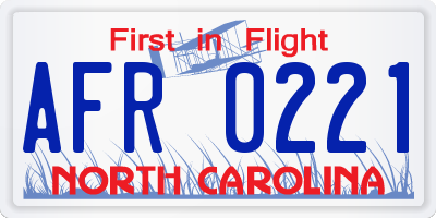 NC license plate AFR0221