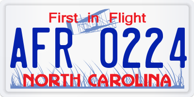 NC license plate AFR0224