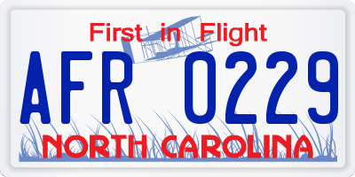 NC license plate AFR0229