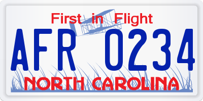 NC license plate AFR0234