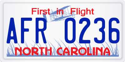 NC license plate AFR0236