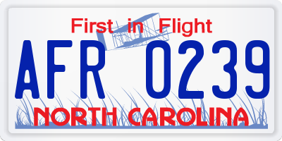 NC license plate AFR0239