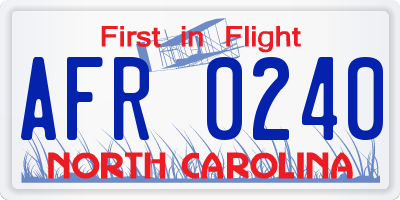 NC license plate AFR0240