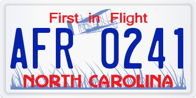 NC license plate AFR0241