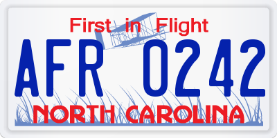 NC license plate AFR0242