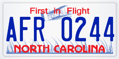NC license plate AFR0244