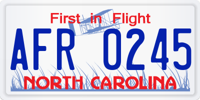 NC license plate AFR0245