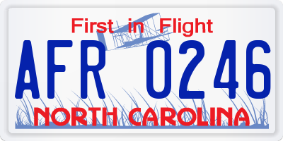 NC license plate AFR0246