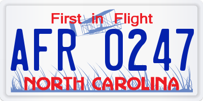 NC license plate AFR0247