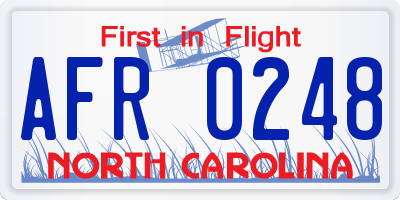 NC license plate AFR0248
