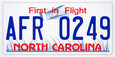 NC license plate AFR0249