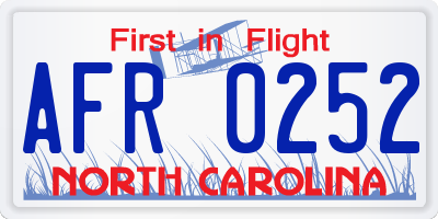 NC license plate AFR0252