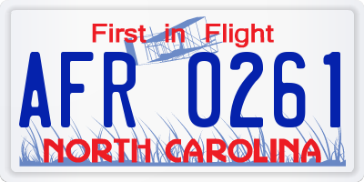 NC license plate AFR0261
