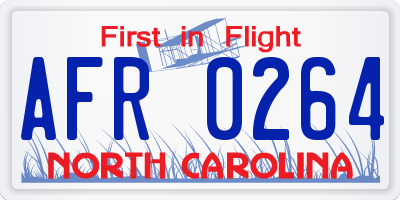 NC license plate AFR0264