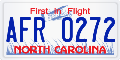 NC license plate AFR0272