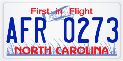 NC license plate AFR0273