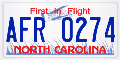 NC license plate AFR0274