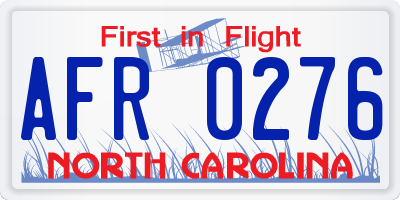 NC license plate AFR0276