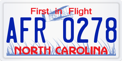 NC license plate AFR0278