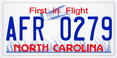 NC license plate AFR0279