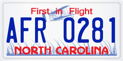 NC license plate AFR0281