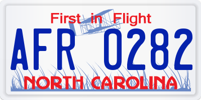 NC license plate AFR0282
