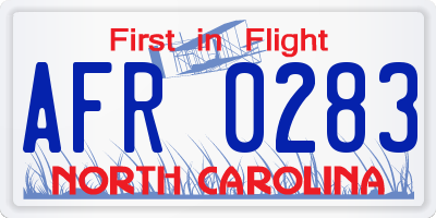 NC license plate AFR0283