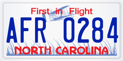 NC license plate AFR0284
