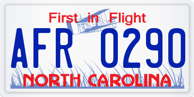 NC license plate AFR0290