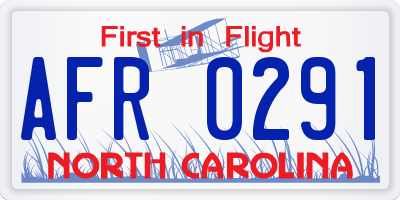 NC license plate AFR0291