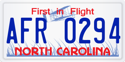 NC license plate AFR0294