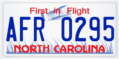 NC license plate AFR0295
