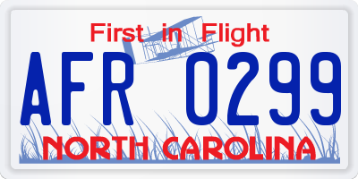 NC license plate AFR0299