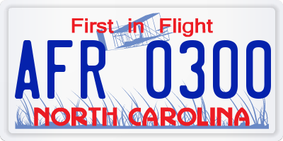 NC license plate AFR0300